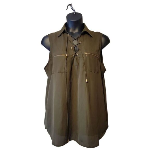 Mileage Women's Sleeveless Olive Green Blouse Size 2X - Picture 1 of 5